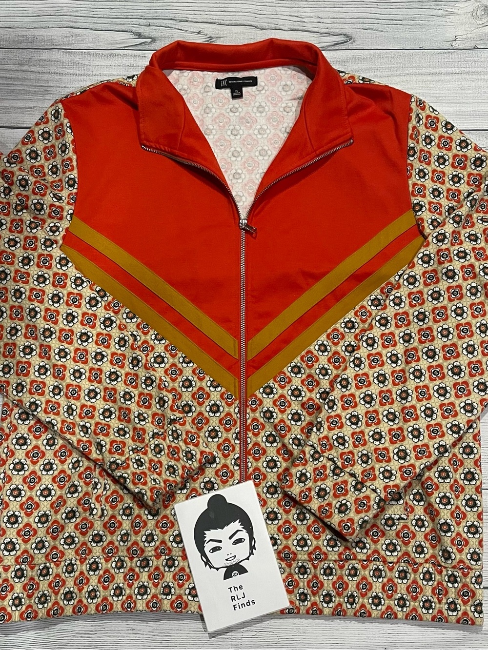 Vintage Floral Chevron Track Jacket XL Retro Full Zip Streetwear